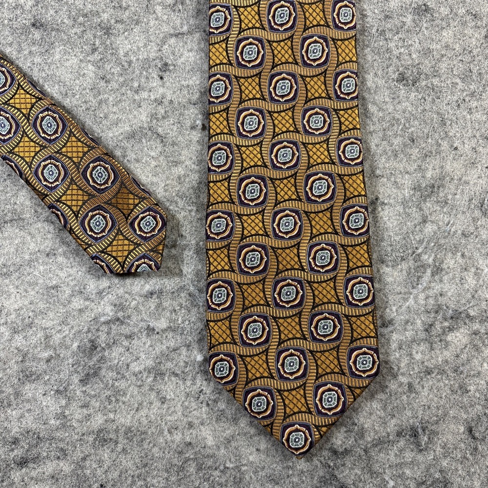 Jos. A. Bank Signature Silk‎ Necktie Men's Golden Blue & Gray Designer Tie